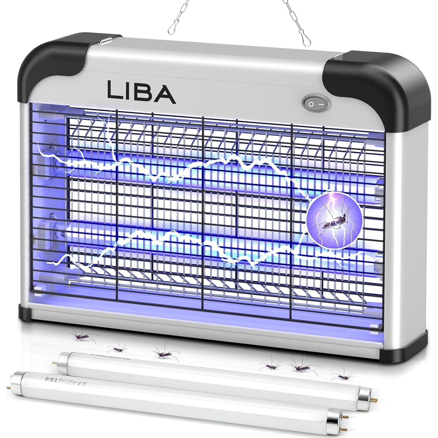 LiBa 2800V Indoor Bug Zapper (20W, with Spare Bulbs) shown from the front
